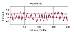 grafiek van het hartritme bij waardering, een golfvormig patroon met harmonieuze afwisseling