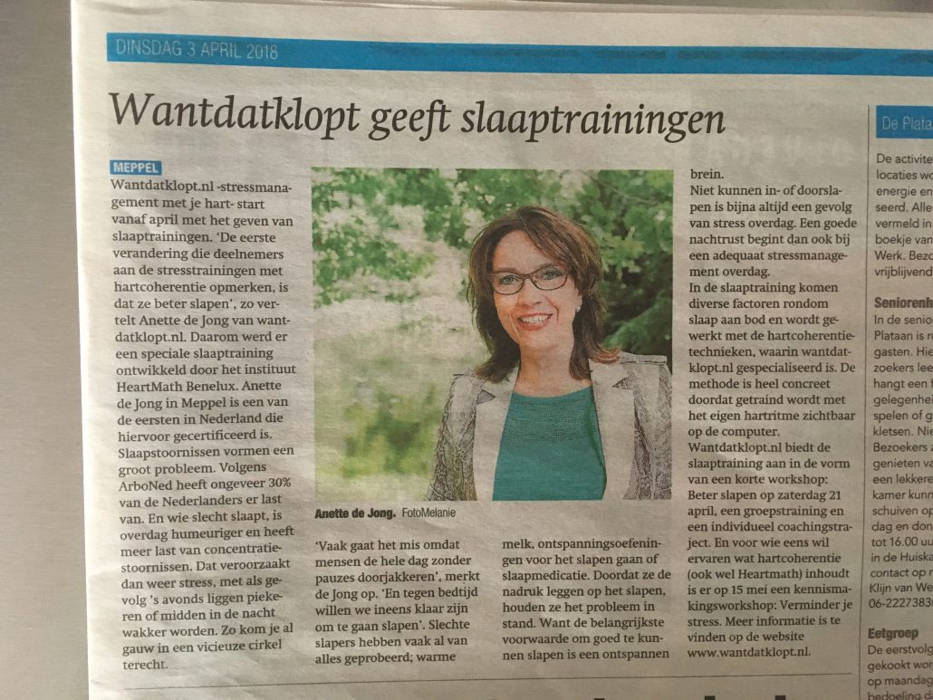 slaaptraining in meppeler courant